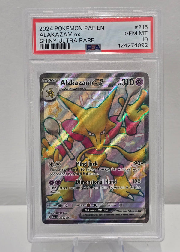 Alakazam ex 215/091 Shiny Ultra Rare — Paldean Fates (2024) — PSA 10 Gem Mint - SEIM COLLECTS