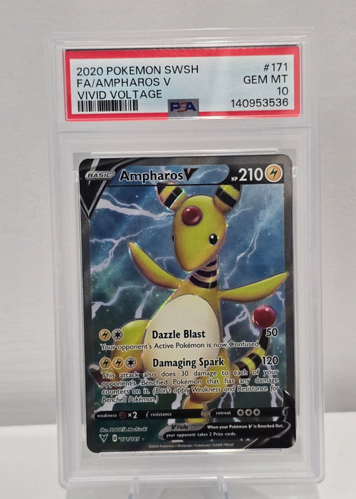 Ampharos V 171/185 Full Art — Vivid Voltage (2020) — PSA 10 Gem Mint - SEIM COLLECTS
