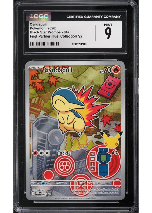 Cyndaquil #047 Full Art — First Partner Illustration Collection Promo — CGC 9 Mint