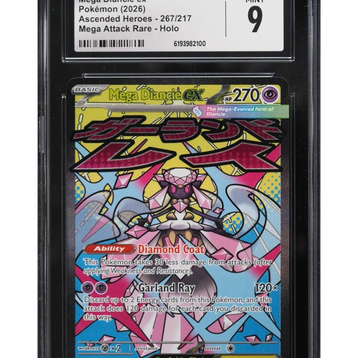 Mega Diancie ex #267/217 Mega Attack Rare — Ascended Heroes — CGC 9 Mint