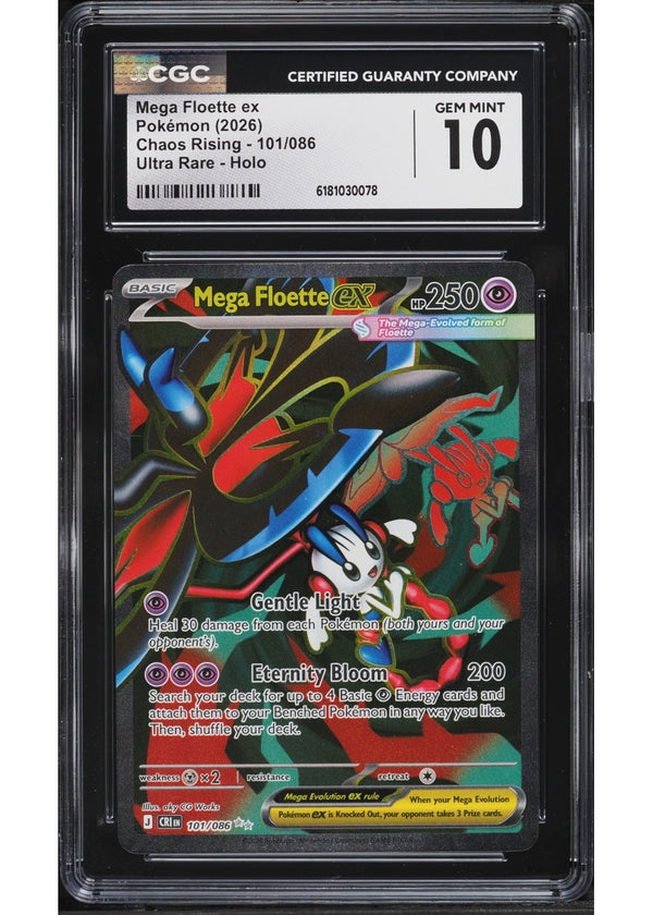 Mega Floette ex #101 Full Art — Chaos Rising — CGC 10 Gem Mint