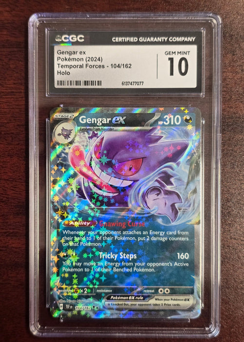 Gengar ex 104/162 — Temporal Forces (2024) — CGC 10 Gem Mint | Graded Pokémon TCG Card - SEIM COLLECTS