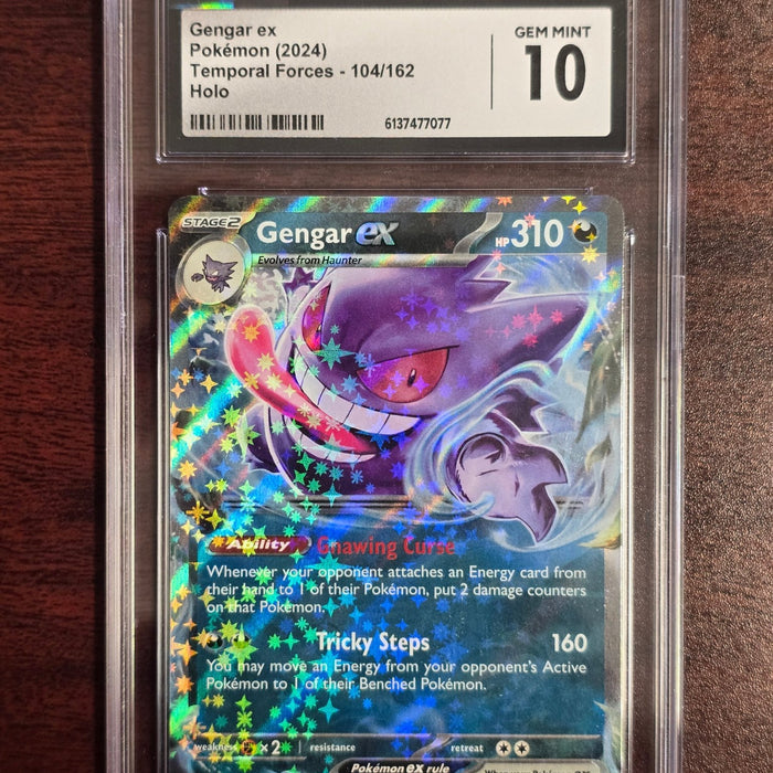 Gengar ex 104/162 — Temporal Forces (2024) — CGC 10 Gem Mint | Graded Pokémon TCG Card - SEIM COLLECTS