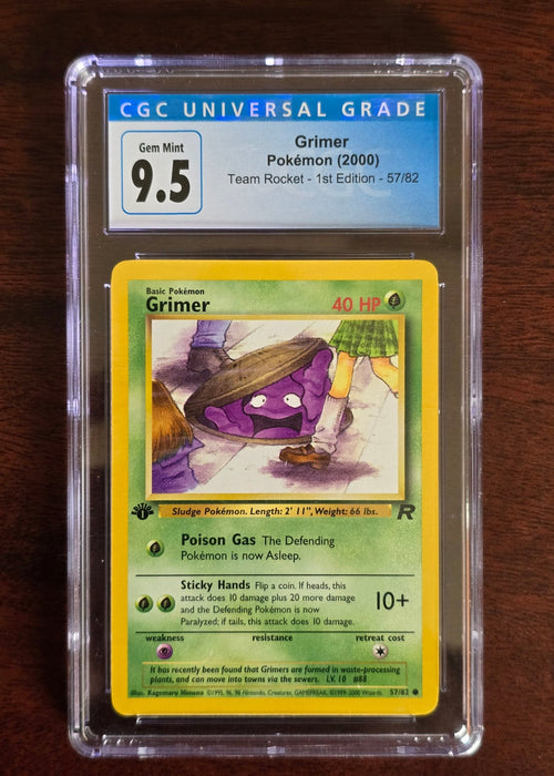 Grimer 57/82 1st Edition — Team Rocket (2000) — CGC 10 Gem Mint (Old Blue Label) - SEIM COLLECTS
