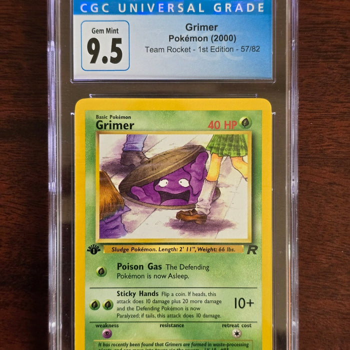 Grimer 57/82 1st Edition — Team Rocket (2000) — CGC 10 Gem Mint (Old Blue Label) - SEIM COLLECTS