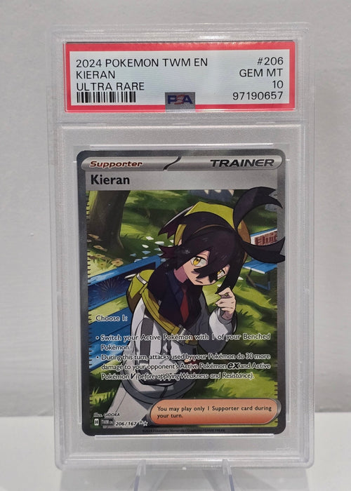 Kieran 206/167 Ultra Rare — Twilight Masquerade (2024) — PSA 10 Gem Mint - SEIM COLLECTS