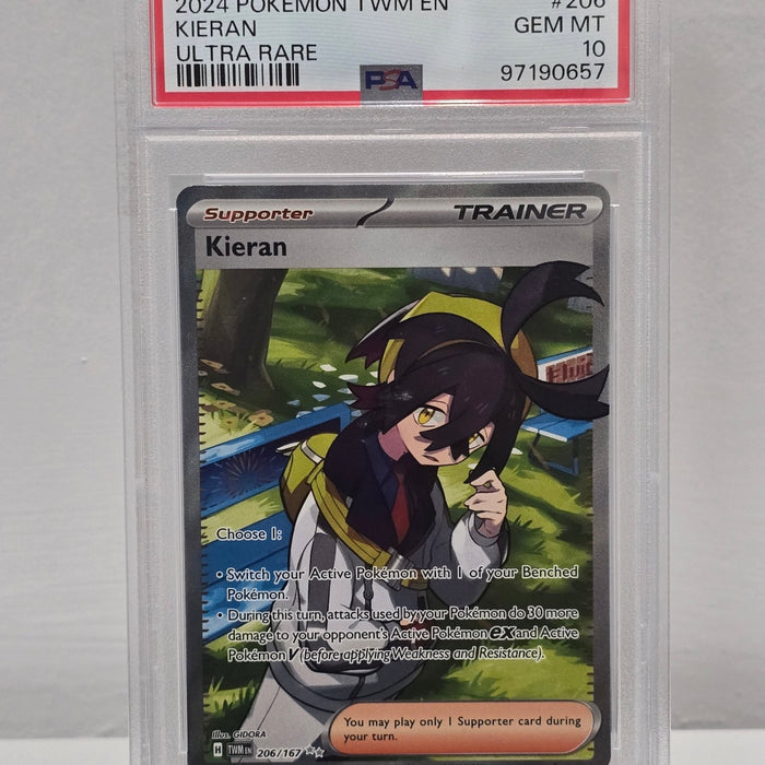 Kieran 206/167 Ultra Rare — Twilight Masquerade (2024) — PSA 10 Gem Mint - SEIM COLLECTS