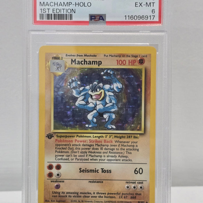 Machamp 1/102 1st Edition Holo — Base Set (1999) — PSA 6 EX | Buy Vintage Pokémon Graded Card - SEIM COLLECTS