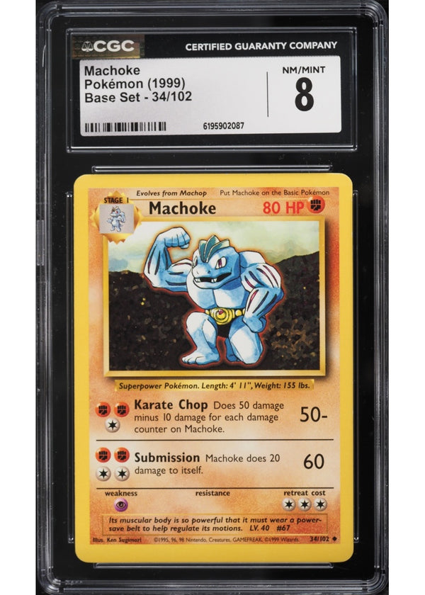 1999 Machoke #34/102 — Base Set — CGC 8 NM-Mint