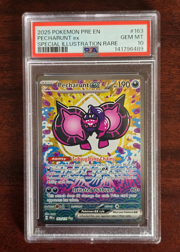 Pecharunt ex 163/193 Special Illustration Rare — Prismatic Evolutions (2025) — PSA 10 Gem Mint - SEIM COLLECTS