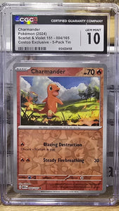Pikachu Charmander Squirtle Bulbasaur Starter Set — Pokémon 151 Cosmos Reverse Holo — CGC 10 Gem Mint - SEIM COLLECTS