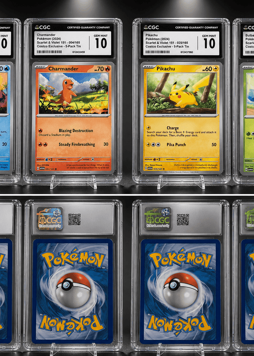 Pikachu Charmander Squirtle Bulbasaur Starter Set — Pokémon 151 Cosmos Reverse Holo — CGC 10 Gem Mint - SEIM COLLECTS