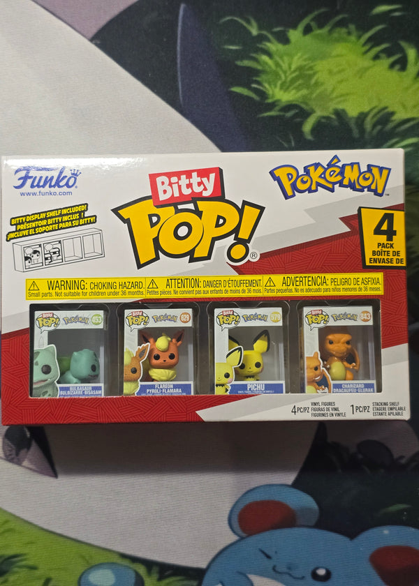 Funko Bitty Pop! Pokémon 4-Pack — Bulbasaur, Flareon, Pichu & Charizard — Mini Vinyl Figures