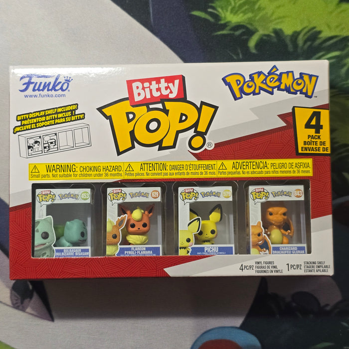 Funko Bitty Pop! Pokémon 4-Pack — Bulbasaur, Flareon, Pichu & Charizard — Mini Vinyl Figures