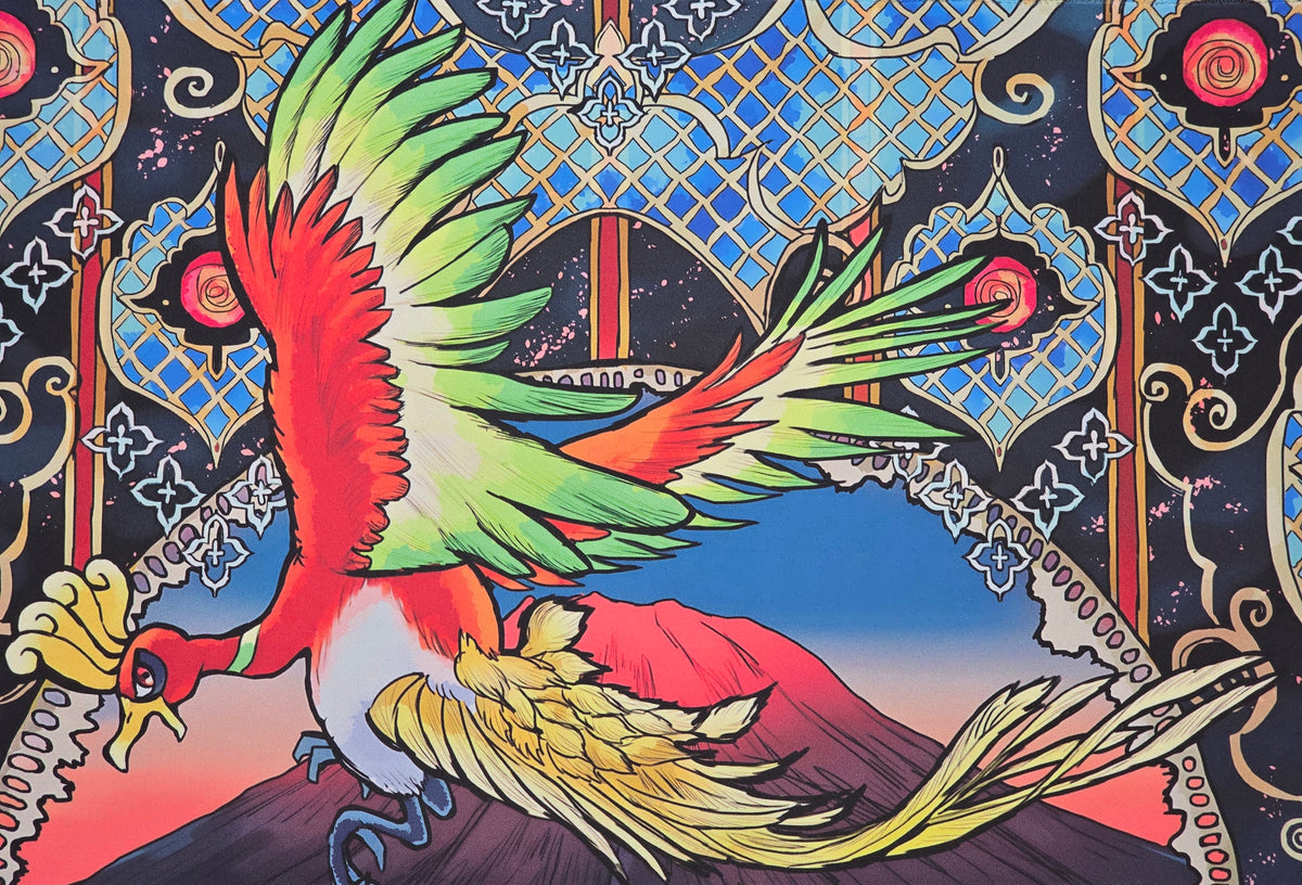 Ho-Oh Playmat — Stained Glass Style (Unofficial, Non-TCG)