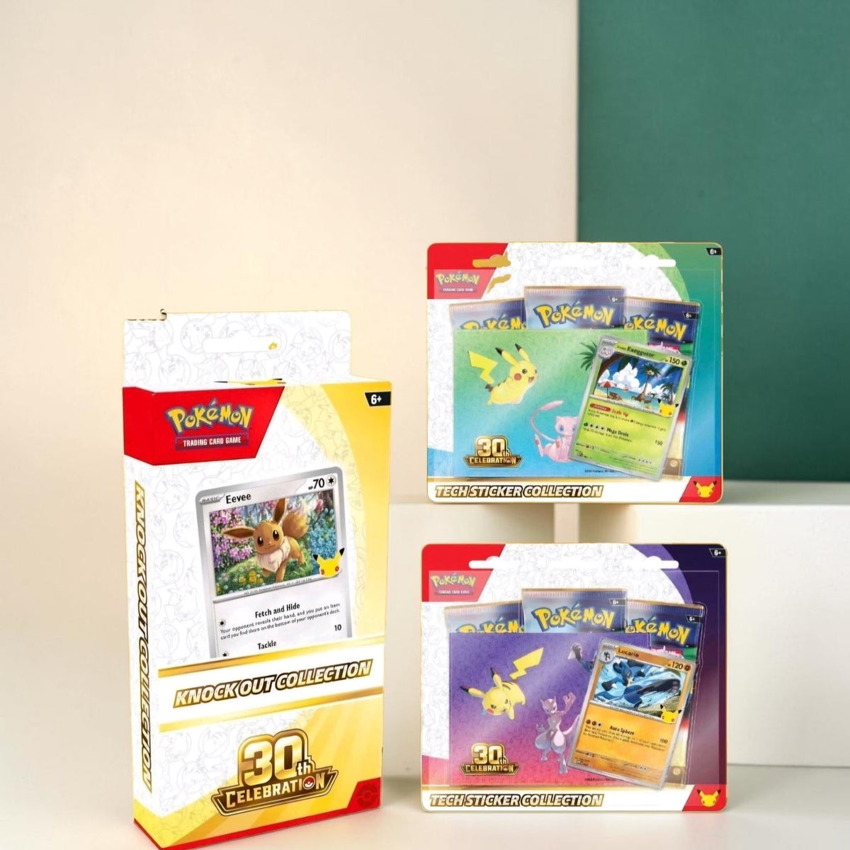 Pokémon TCG 30th Celebration Tech Sticker Collection (Day & Night) and Knock Out Collection sealed presale - SEIM COLLECTS