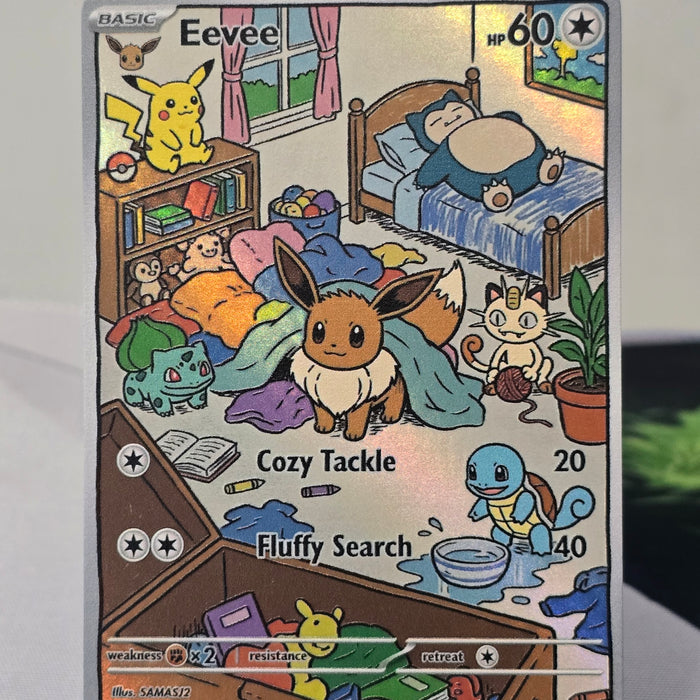 Eevee fan art card — cozy bedroom (non-TCG) - SEIM COLLECTS
