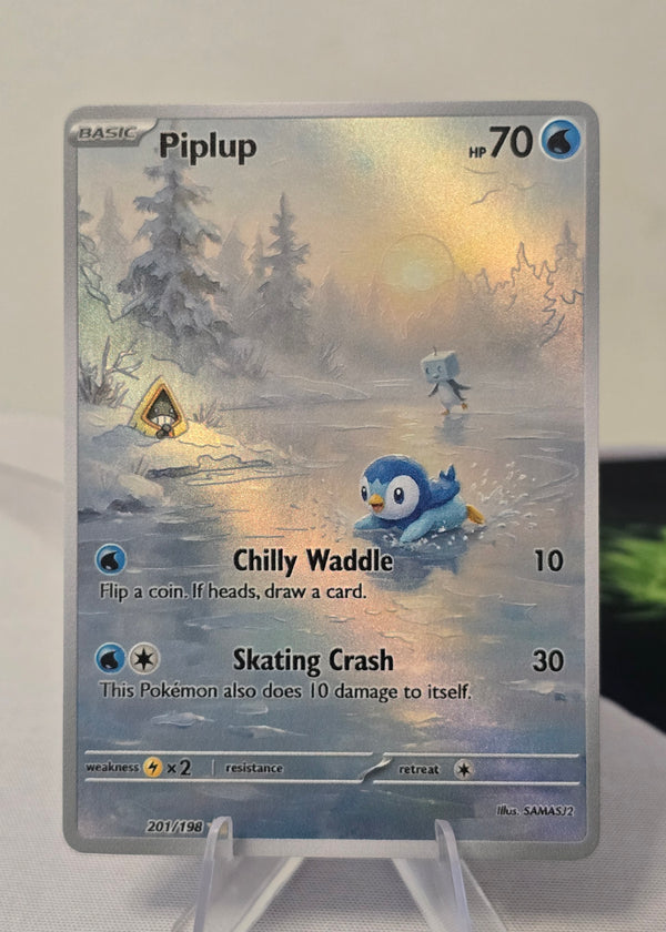 Piplup fan art card — ice skating (non-TCG) - SEIM COLLECTS