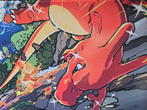 Charizard vs Mewtwo Playmat — Custom Stitched-Edge Play Mat (23.6" × 11.8")