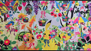 Pikachu & Eevee garden playmat — custom stitched-edge play mat 23.6x11.8 - SEIM COLLECTS