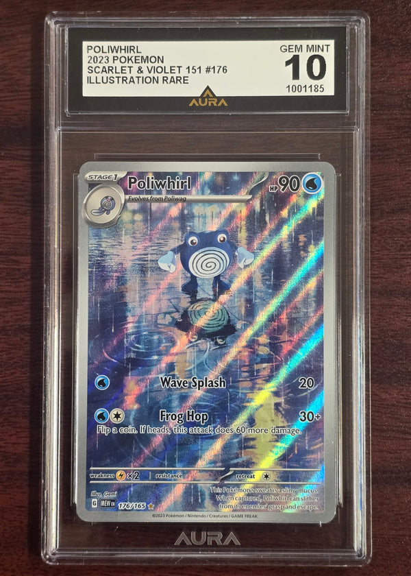 Poliwhirl #176/165 Illustration Rare — Pokémon 151 (2023) — AURA 10 Gem Mint