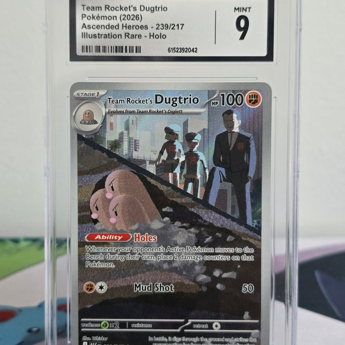 Team Rocket's Dugtrio #239/217 Illustration Rare — Ascended Heroes — CGC 9 Mint