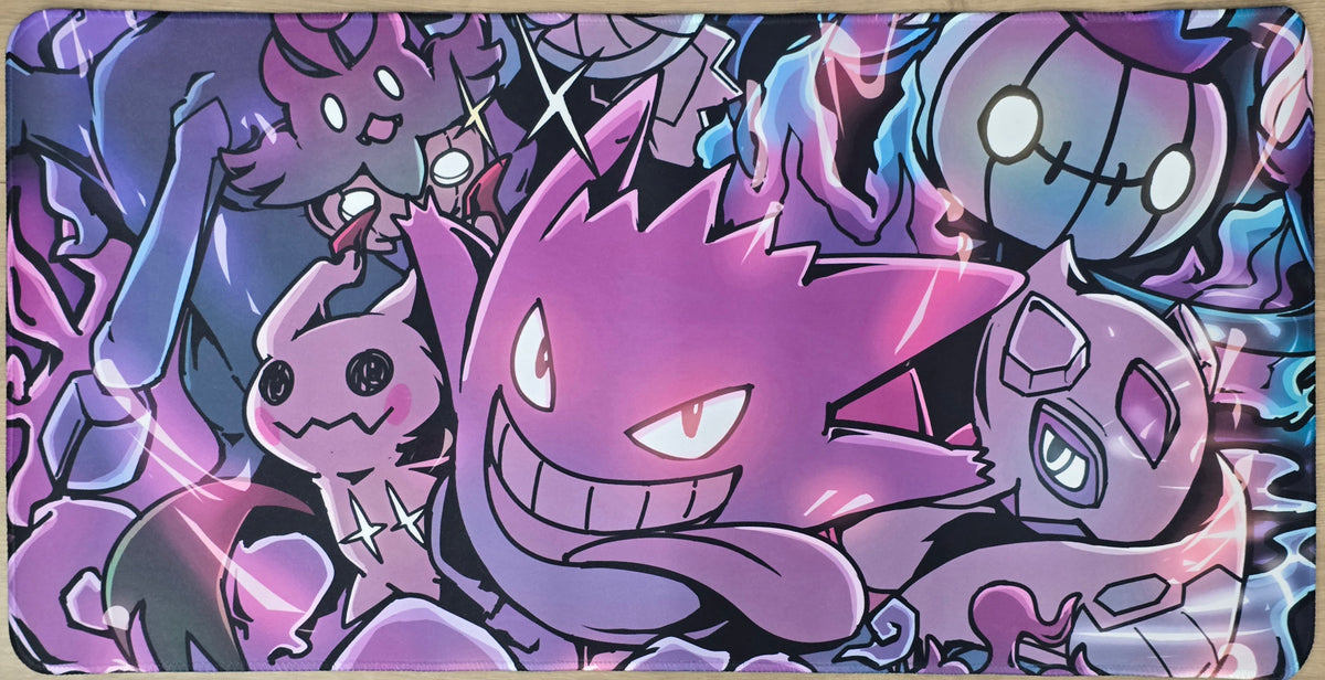 Gengar & Mimikyu Playmat — Ghost Type Spooky Style (Unofficial, Non-TCG)
