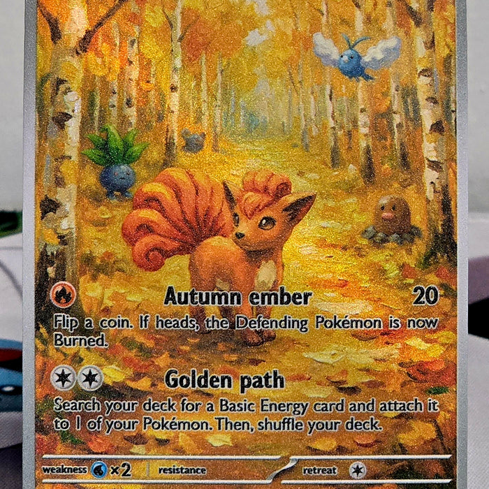 Vulpix Fan Art Card — Autumn Forest Series (Unofficial, Non-TCG)