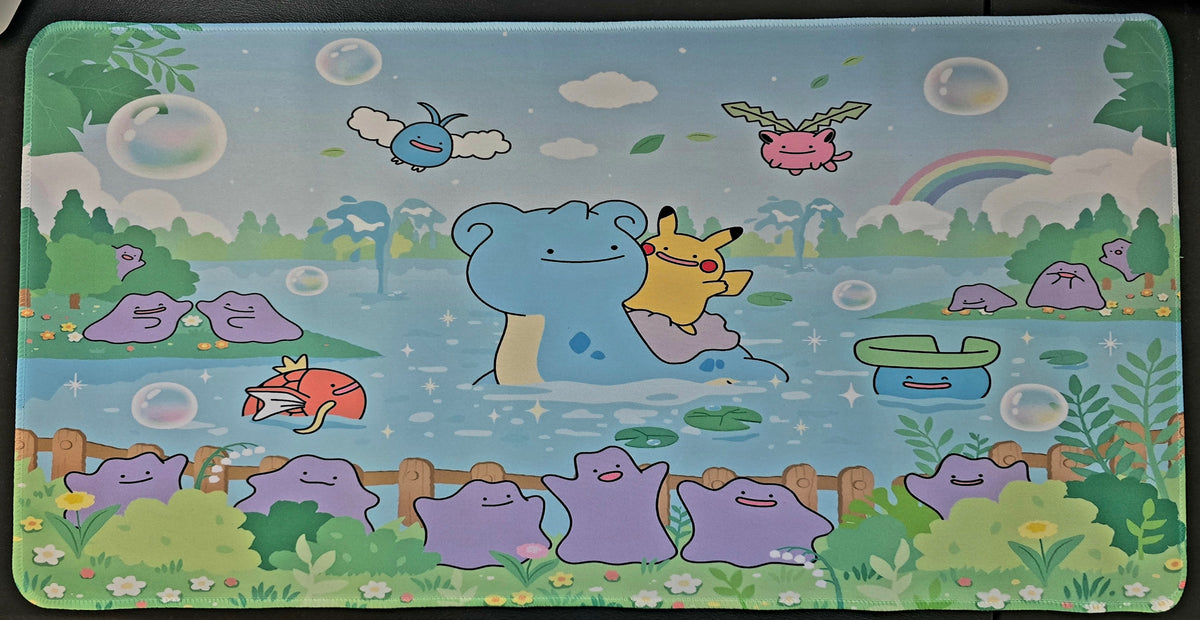 Quagsire & Ditto pond playmat, pastel fan art (non-TCG) - SEIM COLLECTS