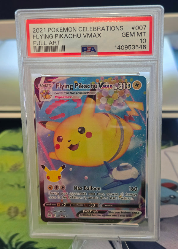 Flying Pikachu VMAX #7/25 Celebrations Full Art PSA 10 Gem Mint graded slab - SEIM COLLECTS