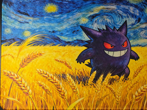 Gengar Wheat Field Starry Night Playmat — Custom Stitched-Edge Play Mat (23.6" × 11.8")