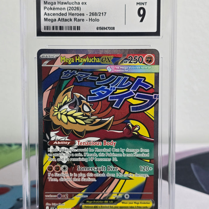 Mega Hawlucha ex #268/217 Mega Attack Rare — Ascended Heroes — CGC 9 Mint