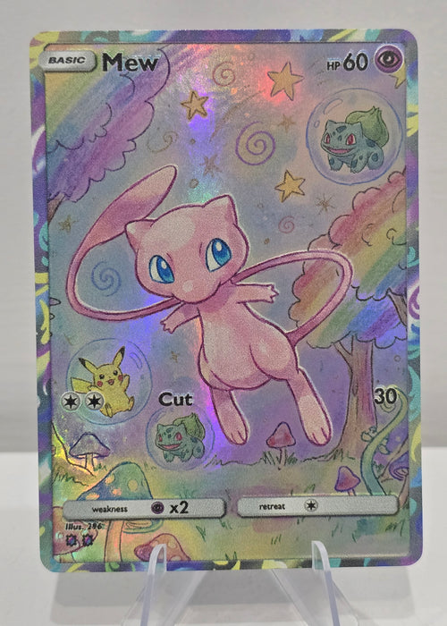 Mew fan art card — hand-drawn rainbow holo forest custom card (non-TCG) - SEIM COLLECTS