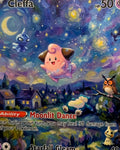 Cleffa Fan Art Card — Starry Night Style (Unofficial, Non-TCG)