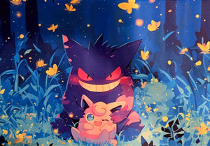 Gengar & Clefairy playmat — custom stitched-edge play mat 23.6x11.8 - SEIM COLLECTS