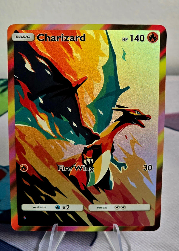Charizard fan art card — prism flame silhouette (non-TCG) - SEIM COLLECTS