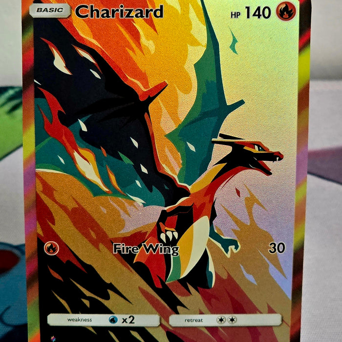 Charizard fan art card — prism flame silhouette (non-TCG) - SEIM COLLECTS