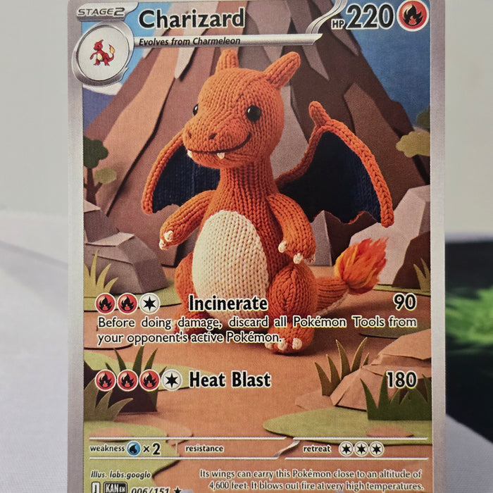 Charizard fan art card — crochet plush (non-TCG) - SEIM COLLECTS