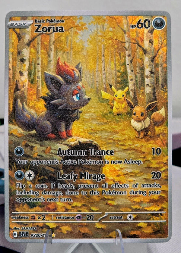 Zorua Fan Art Card — Autumn Forest Series (Unofficial, Non-TCG)