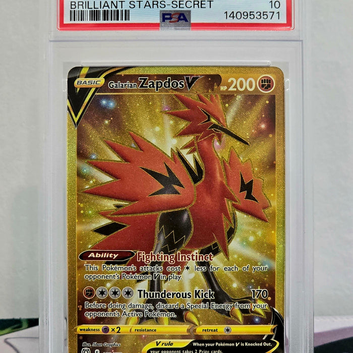 Galarian Zapdos V (Full Art) #182/172 — Brilliant Stars (2022) — PSA 10 Gem Mint