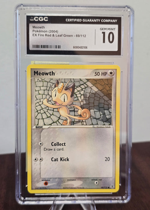 2004 Meowth 69/112 EX Fire Red & Leaf Green CGC GEM MINT 10-Pokemon TCG Vintage