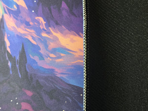 Gengar Starry Night Village Playmat — Custom Stitched-Edge Play Mat (23.6" × 11.8")