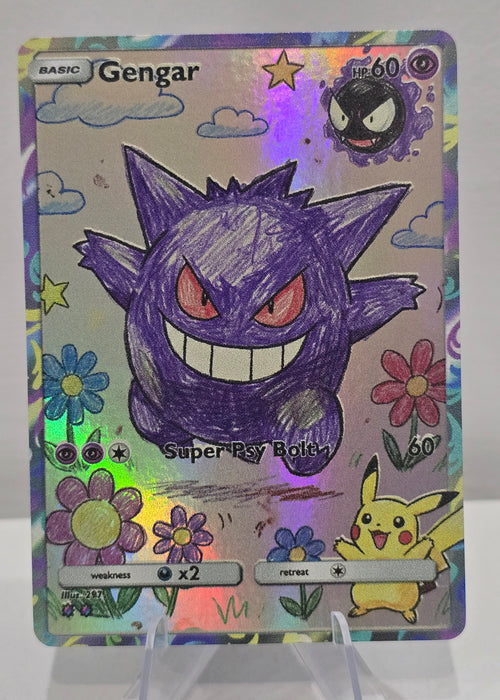 Gengar fan art card — hand-drawn rainbow holo custom card (non-TCG) - SEIM COLLECTS