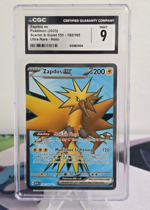 Zapdos ex #192/165 — Pokémon 151 — CGC 9 Mint