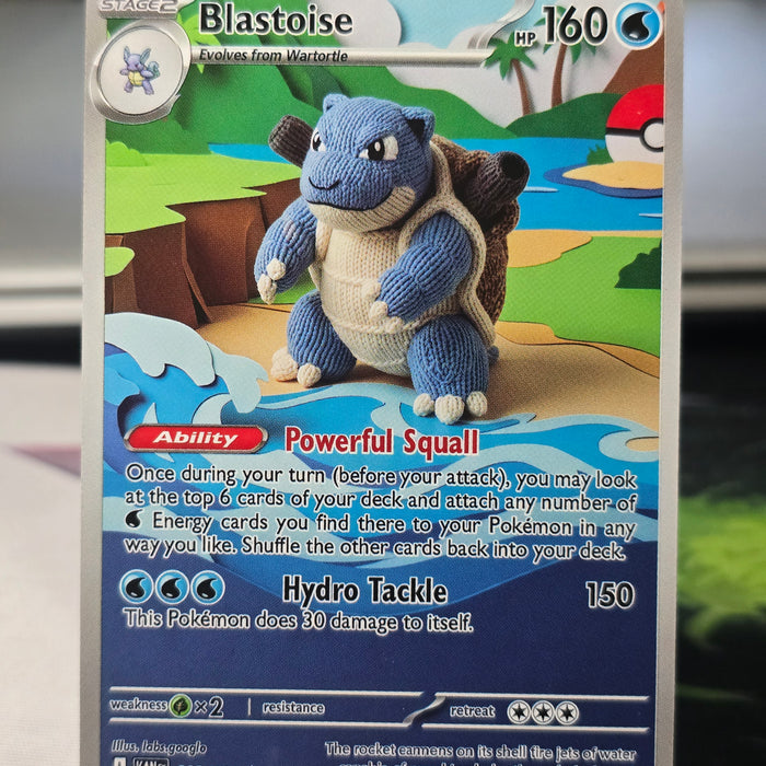Blastoise Fan Art Card — Crochet Plush (Unofficial, Non-TCG)