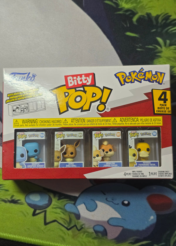 Funko Bitty Pop! Pokémon 4-Pack — Squirtle, Eevee, Growlithe & Psyduck — Mini Vinyl Figures