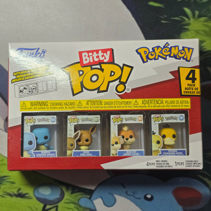 Funko Bitty Pop! Pokémon 4-Pack — Squirtle, Eevee, Growlithe & Psyduck — Mini Vinyl Figures