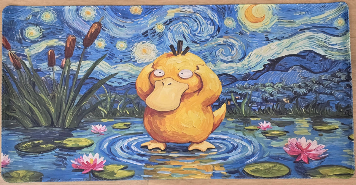 Psyduck Playmat — Japanese Fish Market Style (Unofficial, Non-TCG)