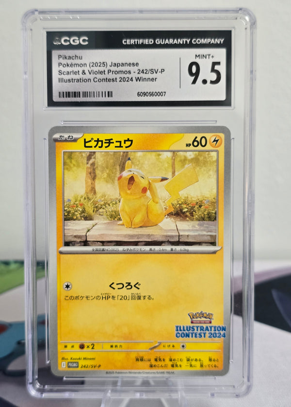Pikachu #242/SV-P — Japanese Illustration Contest 2024 Winner Promo — CGC 9.5 Mint+