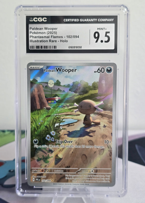 Paldean Wooper #102/094 Illustration Rare — Phantasmal Flames — CGC 9.5 Mint+
